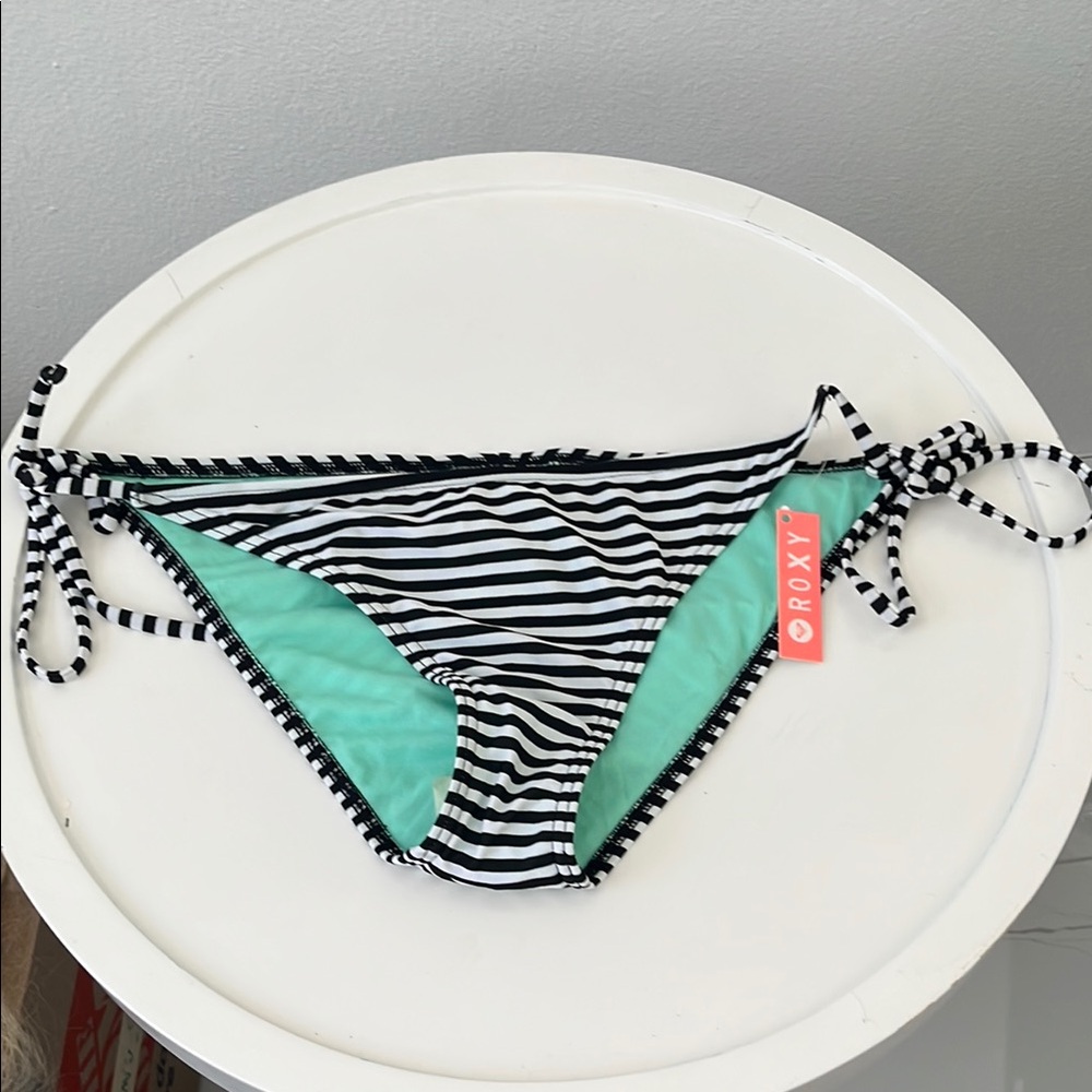 Roxy Striped Bikini Bottom with Aqua Accent